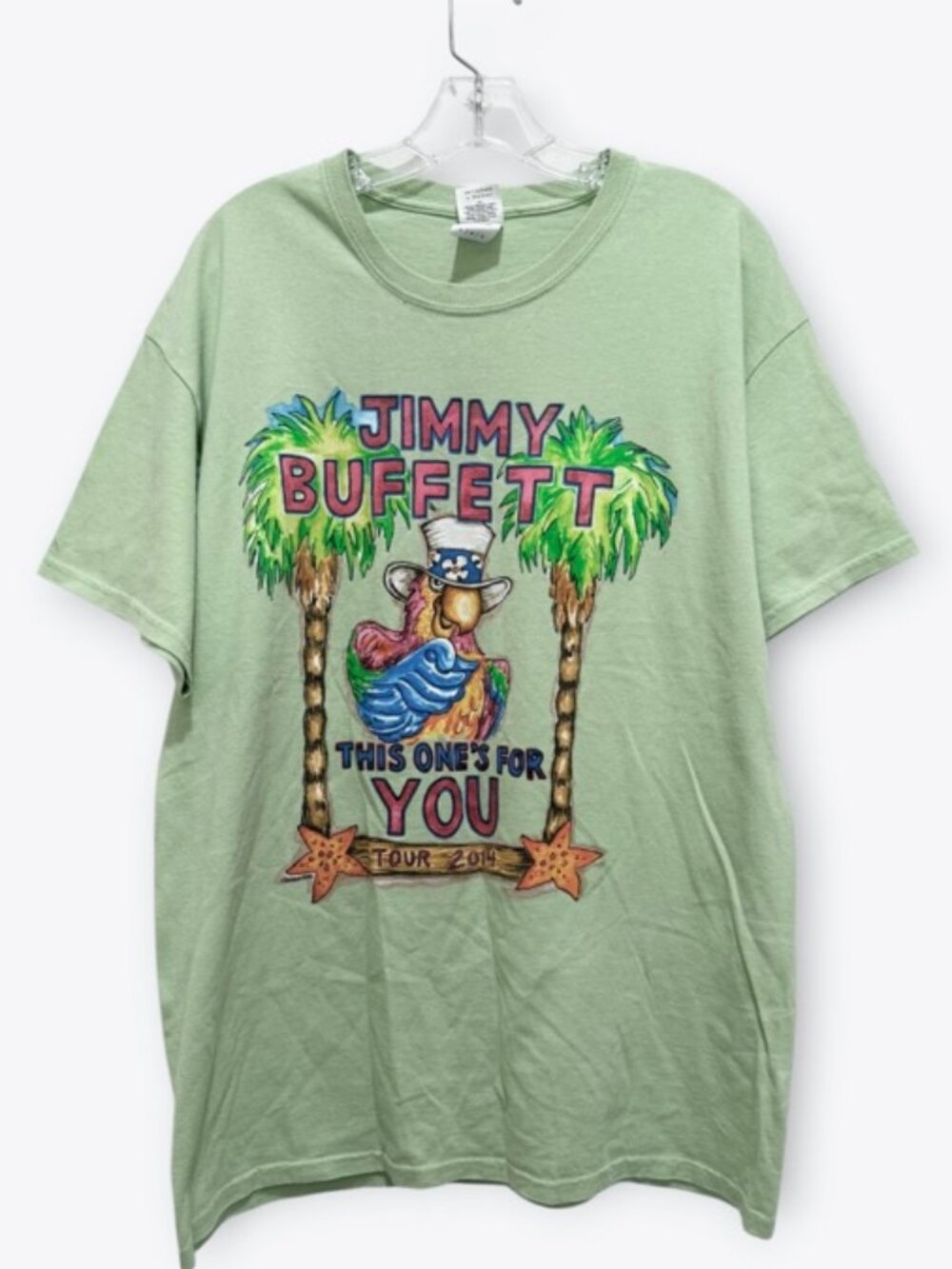 Jimmy Buffett “This One’s For You” Tour 2014 Green Tee T-Shirt Size L